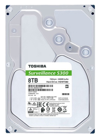 3.5" 8TB Toshiba S300 Surveillance HDWT380UZSVA SATA 6Gb/s, 7200rpm, 256MB, 24/7, Supports up to 6 HDWT380UZSVA video cameras, Bulk {20}