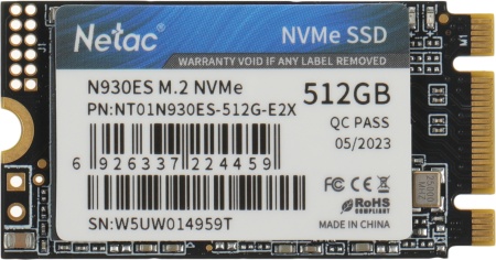 Ssd накопитель Netac SSD N930ES 512GB PCIe 3 x2 M.2 2242 NVMe 3D NAND, R/W up to 1650/1500MB/s, TBW 300TB, 3y wty