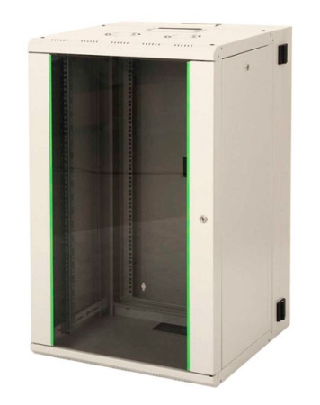 Шкаф коммутационный Lande Proline (LN-PR16U6060-LG-111) настенный 16U 600x600мм пер.дв.стекл задн.дв.стал.лист направл.под закл.гайки 100кг серый 36кг 818мм IP20 сталь