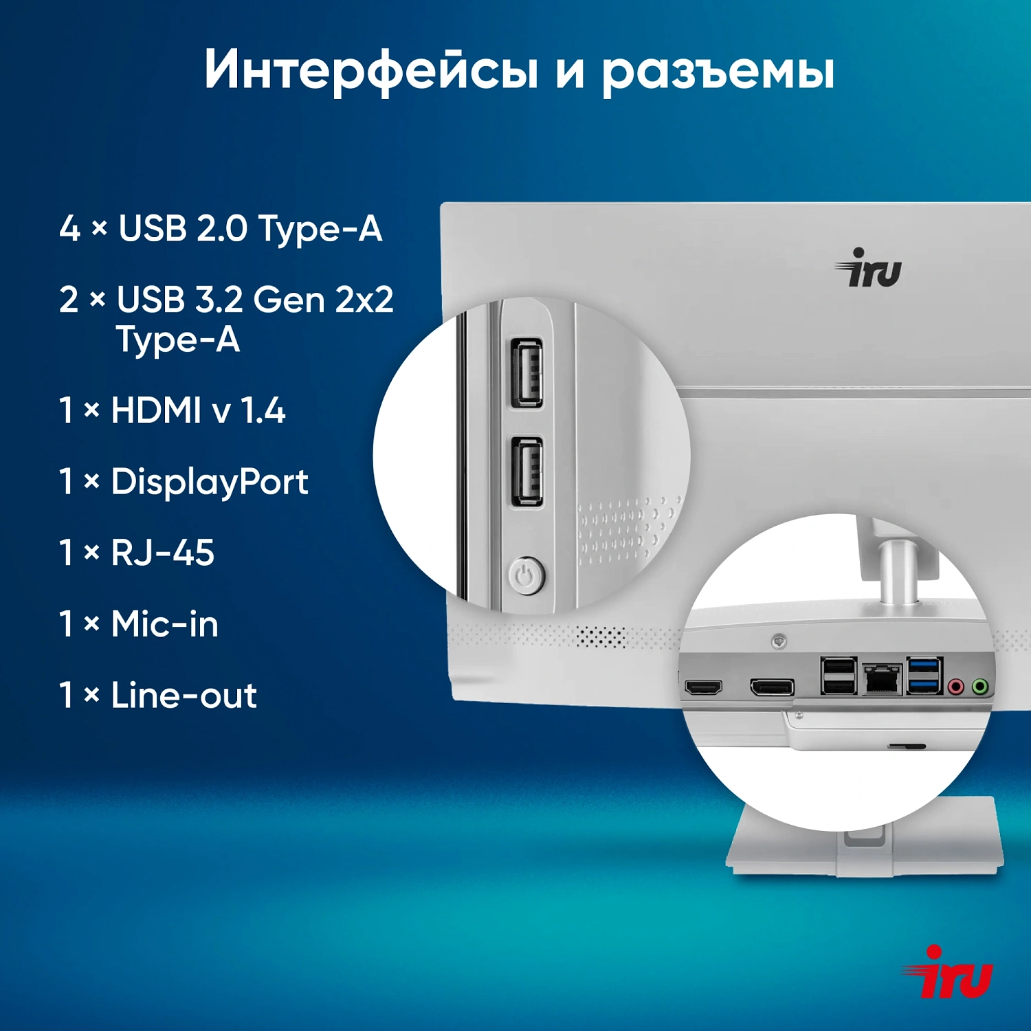 Моноблок IRU Planio 235 23.8" Full HD Ryzen 5 3500U (2.1) 8Gb SSD256Gb Vega 8 Windows 11 Pro 64 GbitEth WiFi BT 120W Cam серебристый 1920x1080