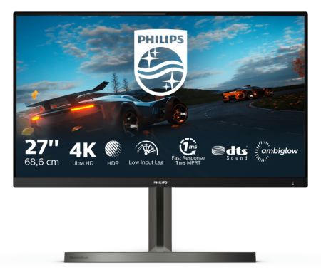 Монитор LCD 27'' [16:9] 3840x2160(UHD 4K) IPS, nonGLARE, 60 Hz, 350 cd/m2, H178°/V178°, 1000:1, 1.07B, 4ms, 2xHDMI, DP, USB-Hub, Height adj, Tilt, Swivel, Speakers, 3Y, Black