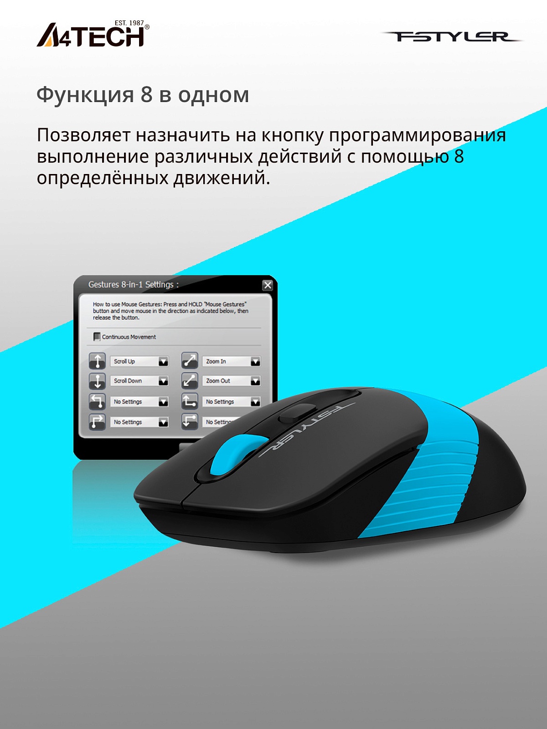 Мышь A4Tech Fstyler FG10S черный/синий оптическая (2000dpi) silent беспроводная USB для ноутбука (4but) Мышь A4Tech Fstyler FG10S черный/синий оптическая (2000dpi) silent беспроводная USB для ноутбука (4but)