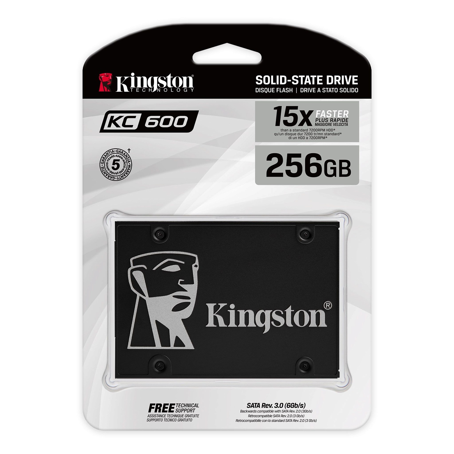 Твердотельный накопитель SSD Kingston KC600 SKC600/2048G 2048GB 2.5" Client SATA 6Gb/s, 550/520, IOPS 90/80K, MTBF 1M, 3D TLC, 1200TBW, RTL (304350)