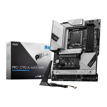 Материнская плата MSI PRO Z790-A MAX WIFI Z790, LGA1700, 4*DDR5, 3*PCIEx16, 1*PCIEx1, 4*M.2, 2*TypeC, 3*USB3.2Gen2, 4*USB3.2Gen1, 6*USB2.0, 6*SATA3.0, 2.5G, DP, HDMI, ATX, OEM