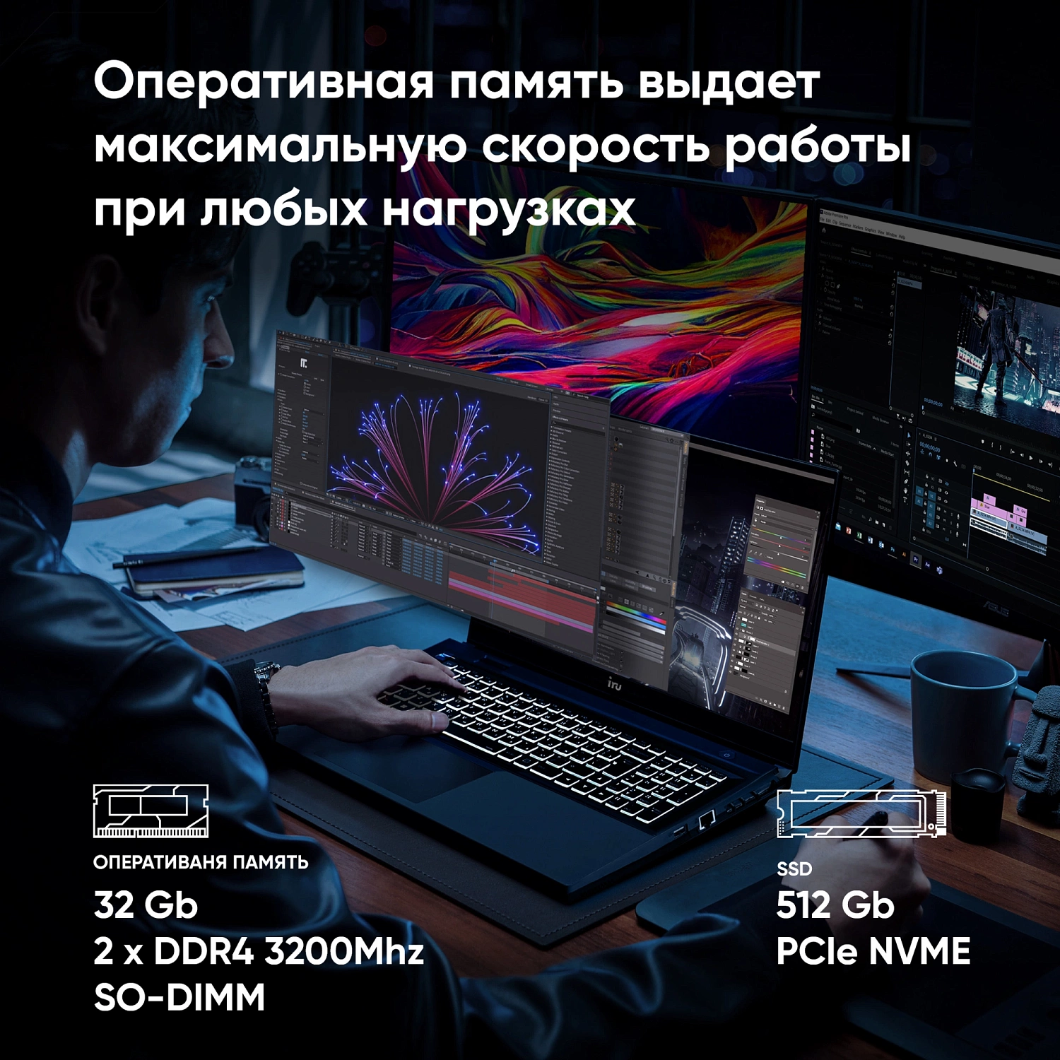 Ноутбук IRU Калибр 15ALC Core i5 12500H 32Gb SSD512Gb NVIDIA GeForce RTX 3060 6Gb 15.6" IPS FHD (1920x1080) Free DOS black WiFi BT Cam 3465mAh (1990841)