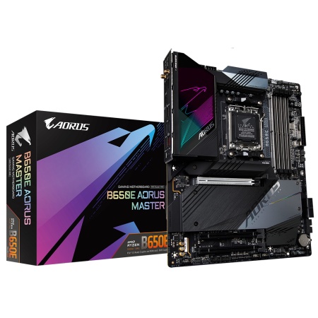 B650E AORUS MASTER, Socket AM5, AMD B650, 4xDDR5-5200, HDMI, 3xPCI-Ex16, 4xSATA3(RAID 0/1/10), 4xM.2, 8 Ch Audio, 2.5GLan, WiFi, (4+4)xUSB2.0, (8+2)xUSB3.2, (1+1)xUSB3.2 Type-C™, ATX, RTL {}