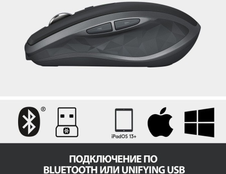 Мышь Logitech MX Anywhere 2S графитовый оптическая 4000dpi беспров. BT/Radio USB 7but (910-006211)