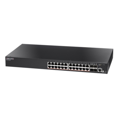 ECS2100-28P Edge-corE 24 ports 10/100/1000Base-T + 4G SFP uplink ports with 24 port PoE (192W) L2 Gigabit Ethernet Switch - Pro Smart