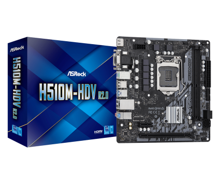 Материнская плата Asrock H510M-HDV R2.0 Soc-1200 Intel H510 2xDDR4 mATX AC`97 8ch(7.1) GbLAN+VGA+DVI+HDMI