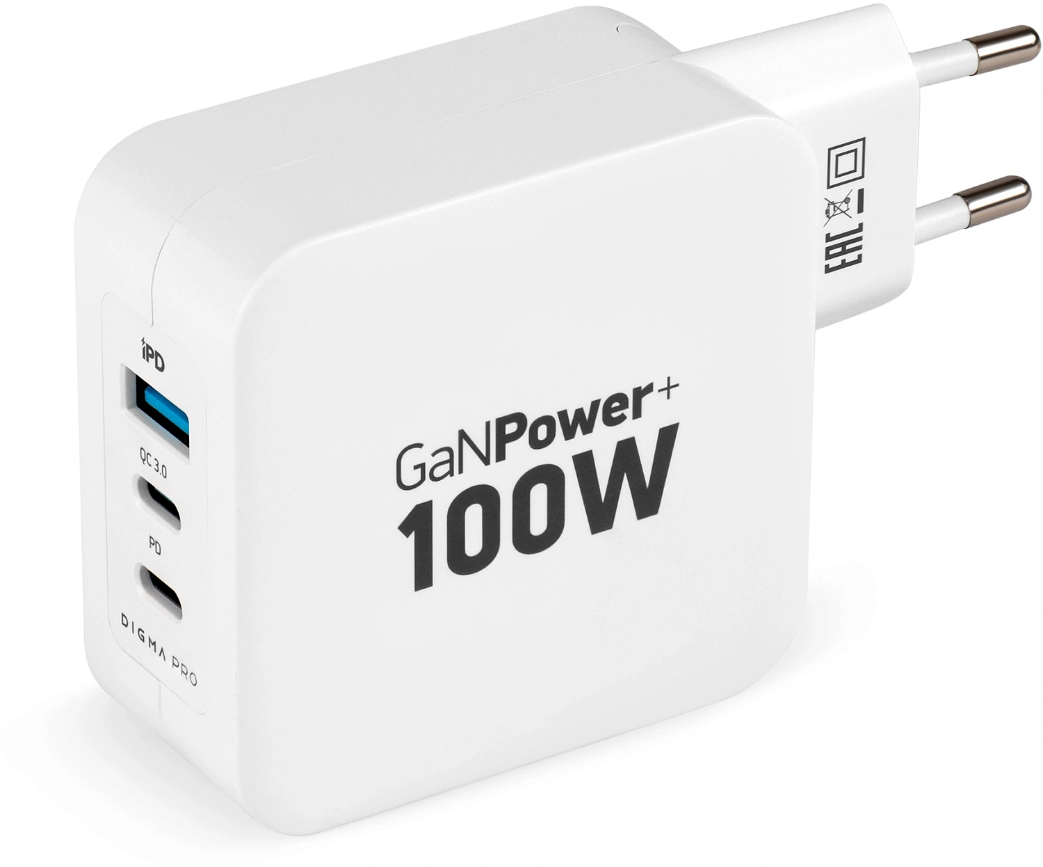 Сетевое зар./устр. Digma Pro DPW10B 100W 5A (PD+QC) 2хUSB-C/USB-A универсальное белый (DPW1B0G012WH)