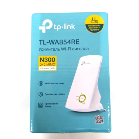 TL-WA854RE N300 Усилитель Wi-Fi сигнала, настенное подключение, 2 внутренние антенны, поддер уц-3-12 2T2R, до 300 Мбит/с на 2,4 ГГц, режим усилителя сигнала, WPS, управление питанием и индикаторами, умный индикатор сигнала, приложение Tether {20} (071325