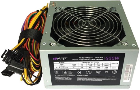 Блок питания Hiper ATX 600W HPM-600 (20+4pin) PPFC 120mm fan 4xSATA