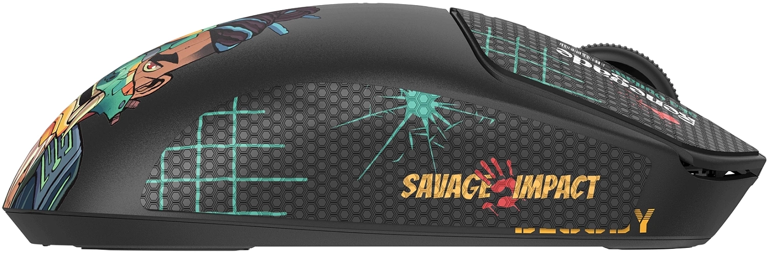 Мышь A4Tech Bloody R72 Ultra Duo черный/рисунок оптическая (20000dpi) беспроводная USB (7but) Мышь A4Tech Bloody R72 Ultra Duo черный/рисунок оптическая (20000dpi) беспроводная USB (7but)