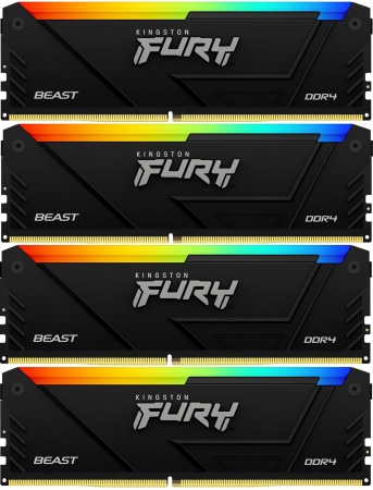 Память DDR4 4x8GB 3600MHz Kingston KF436C17BB2AK4/32 Fury Beast RGB RTL Gaming PC4-28800 CL17 DIMM 288-pin 1.35В kit single rank с радиатором Ret