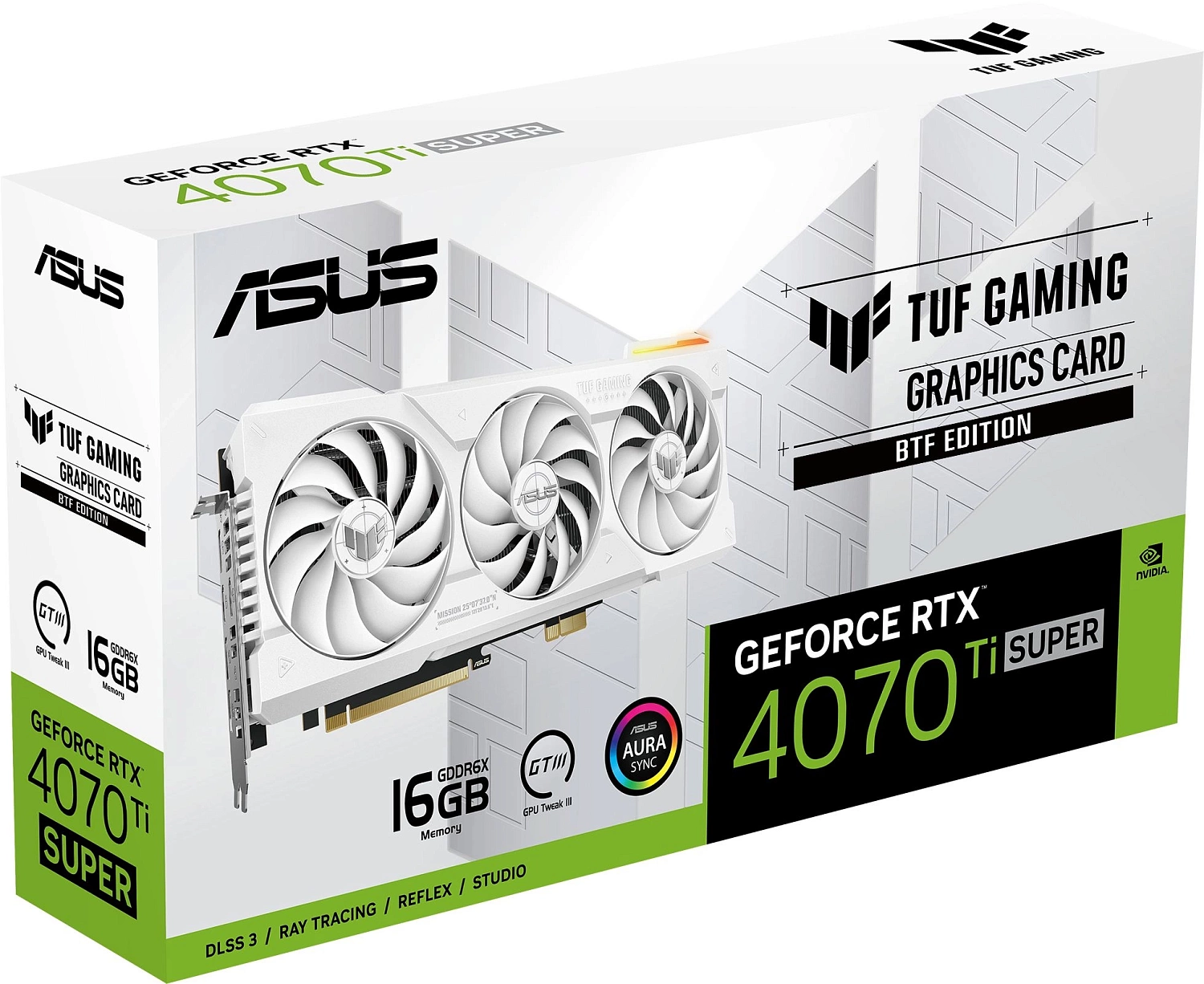 Видеокарта Asus PCI-E 4.0 TUF-RTX4070TIS-16G-BTF-WHITE NVIDIA GeForce RTX 4070TI Super 16Gb 256bit GDDR6X 2610/21000 HDMIx2 DPx3 HDCP Ret