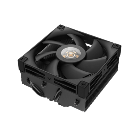 Кулер для процессора DEEPCOOL AN400 BLACK LGA1700/1200/115X/AM5/AM4 низкопрофильный 52,5 mm (27шт/кор, TDP 150W, PWM,  Fan 120mm, 4 тепл. Трубок, Copper Base, White LED, черный) RET