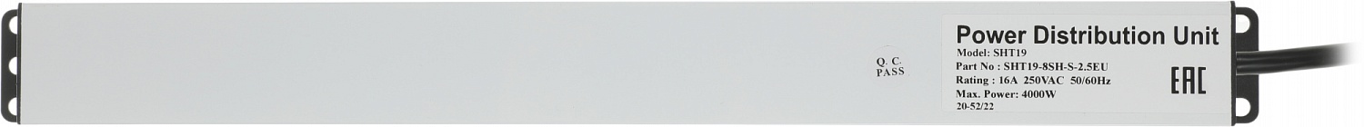 Блок распределения питания Hyperline SHT19-8SH-S-2.5EU гор.размещ. 8xSchuko базовые 16A Schuko 2.5м Блок распределения питания Hyperline SHT19-8SH-S-2.5EU гор.размещ. 8xSchuko базовые 16A Schuko 2.5м