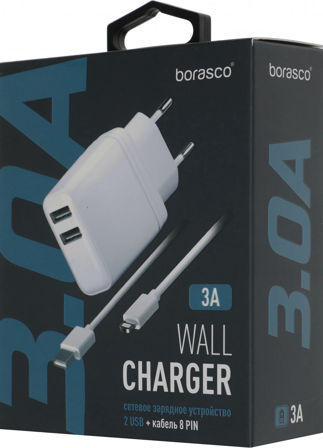 Сетевое зар./устр. BoraSCO 15W 3A+3A 2xUSB универсальное белый (52578)