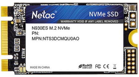 Ssd накопитель Netac SSD N930ES 128GB PCIe 3 x2 M.2 2242 NVMe 3D NAND, R/W up to 970/635MB/s, TBW 75TB, 3y wty