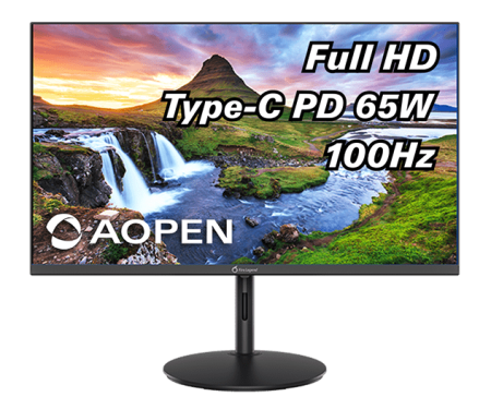 Монитор 23,8'' AOPEN 24SH2YEbmihux IPS, 1920x1080, 1 / 4ms, 250cd, 100Hz, 1xHDMI(1.4) + 1xType-C(65W) + Audio out, Speakers 1Wx2, FreeSync, H.Adj. 80   (by ACER)