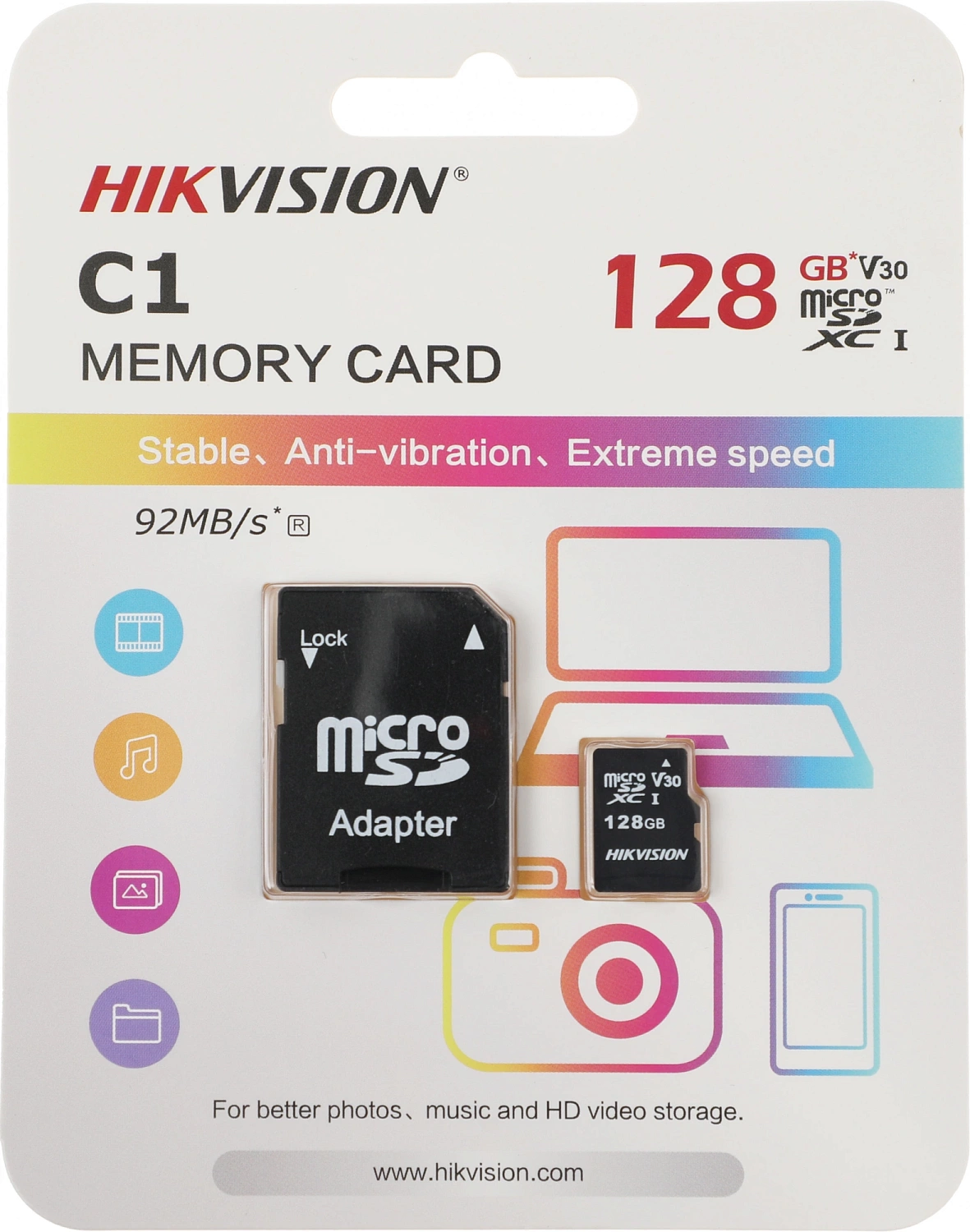 Флеш карта microSDXC Hikvision 128GB HS-TF-C1(STD)/128G/Adapter + adapter