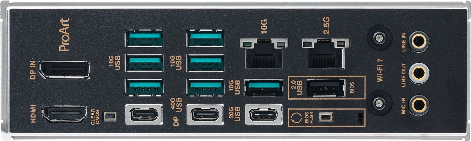 Материнская плата ASUS PROART X870E-CREATOR WIFI, AM5, X870, 4*DDR5, 4*SATA, 4*M.2, 7*USB 3.2, 1*USB 2.0, 2*USB4, Type-C, 3*PCIx16, HDMI, ATX; 90MB1IG0-M0EAY0