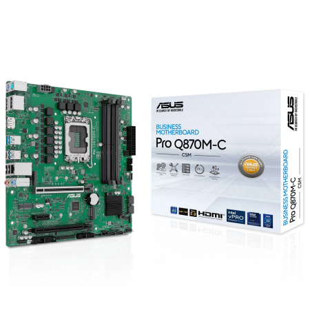 Материнская плата ASUS PRO Q870M-C-CSM LGA1851 mATX 4хDDR5 2хPCIEx16 PCIEx1 2xM.2 USB-C DP HDMI GLAN