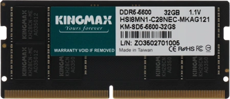 Память DDR5 32GB 5600MHz Kingmax KM-SD5-5600-32GS RTL PC5-44800 CL42 SO-DIMM 262-pin 1.1В single rank Ret