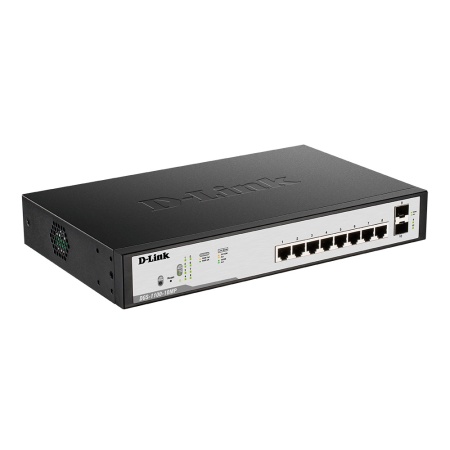 DGS-1100-10MP/C1A Настраиваемый коммутатор EasySmart с 8 портами 10/100/1000Base-T и 2 портами 1000Base-X SFP (8 портов с поддержкой PoE 802.3af/802.3at (30 Вт), PoE-бюджет 130 Вт), RTL {5} (444418)