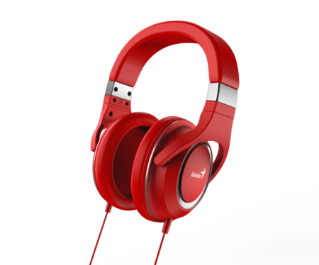 Гарнитура Genius HS-610 Red, 1х mini jack 3.5mm, полноразмерные наушники, микрофон/управление на проводе, длина провода 1,5м, подходит для мобильных устройств
