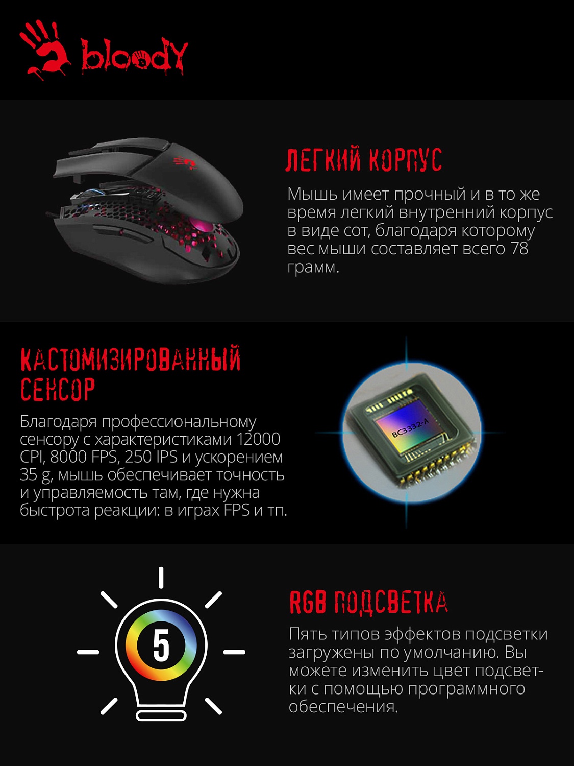 Мышь A4Tech Bloody L65 Max черный оптическая (12000dpi) USB (6but) Мышь A4Tech Bloody L65 Max черный оптическая (12000dpi) USB (6but)