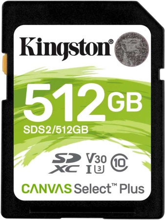 Носитель информации Kingston Secure Digital Flash Card 512GB SDXC Canvas Select Plus 100R C10 UHS-I U3 V30