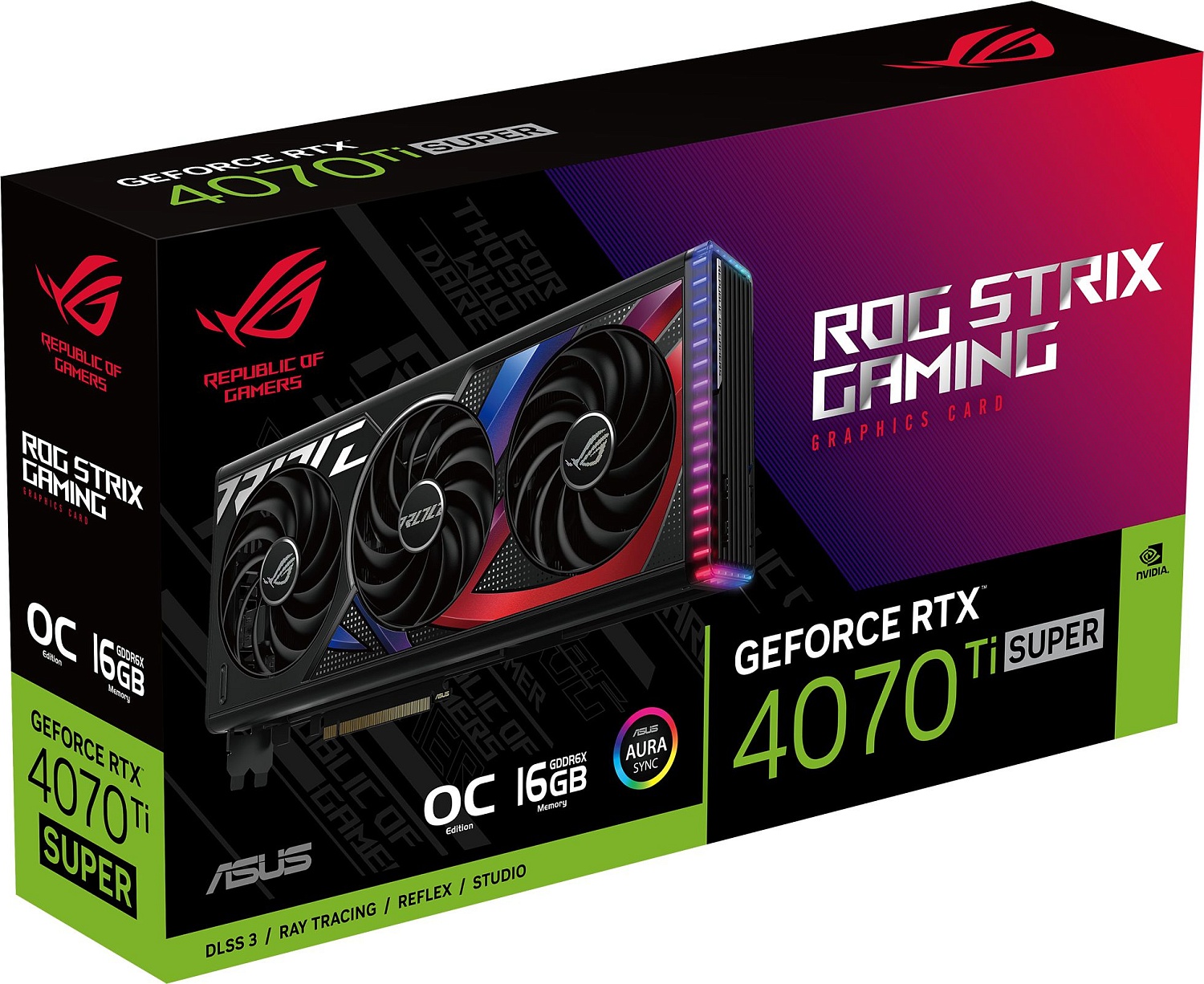 Видеокарта Asus PCI-E 4.0 ROG-STRIX-RTX4070TIS-O16G-GAMING NVIDIA GeForce RTX 4070TI Super 16Gb 256bit GDDR6X 2670/21000 HDMIx2 DPx3 HDCP Ret