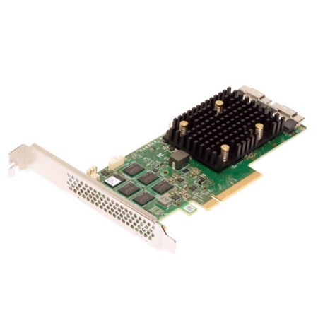 HBA-адаптер Broadcom 9500-16i SGL (05-50077-02 / 05-50077-20002 / 03-50077-20002) PCIe v4 x8 LP, Tri-Mode SAS/SATA/NVMe 12G HBA, 16port(2*int SFF8654), 3816 IOC, RTL {5} (007493)