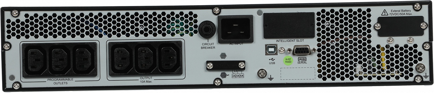 Источник бесперебойного питания Systeme Electric Smart-Save Online SRV, 2000VA/1800W, On-Line, Extended-run, Rack/Tower 4U(2U PM + 2U Battery), LCD, Out: 6xC13, SNMP Intelligent Slot, USB, RS-232