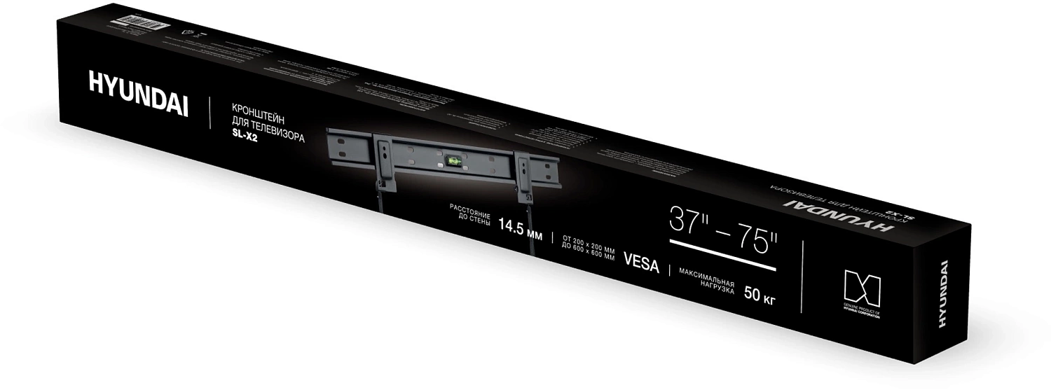 Кронштейн для телевизора Hyundai SL-X2 черный 37"-75" макс.50кг настенный фиксированный