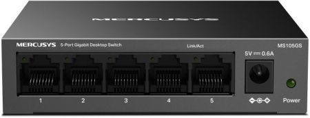 Сетевое оборудование MERCUSYS MS105GS, 5-портовый гигабитный настольный коммутатор,стальной настольный корпус, возможность размещения на стене