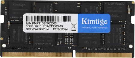 Память DDR4 16Gb 2666MHz Kimtigo KMKS16GF682666 RTL PC4-21300 CL19 SO-DIMM 260-pin 1.2В single rank Ret