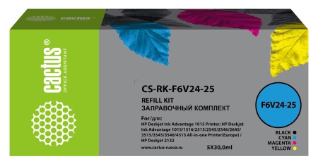 Заправочный набор Cactus CS-RK-F6V24-25 многоцветный набор 5x30мл для DJ Ink Adv 1115/2135/3635/3835/4535