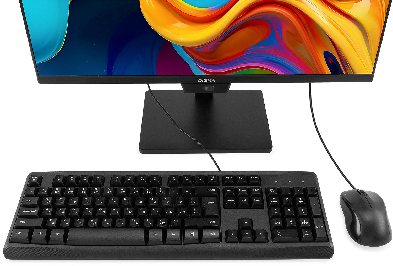 Моноблок Digma Action 23.8" Full HD N95 (1.7) 8Gb SSD256Gb UHDG 600 CR Windows 11 Pro GbitEth WiFi BT 36W клавиатура мышь Cam черный 1920x1080