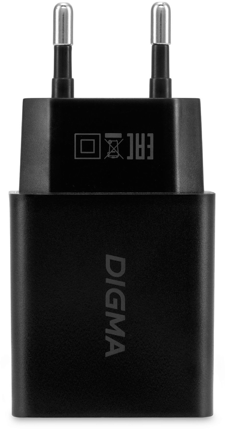 Сетевое зар./устр. Digma DGW2D 20W 3A+3A (PD+QC) USB-C/USB-A универсальное черный (DGW2D0F110BK)