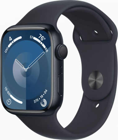 Часы Apple Watch Series 9 A2980 45мм OLED корп.тем.ночь Sport Band рем.т.ночь р.бр.:160-210мм  MR9A3ZP/A)