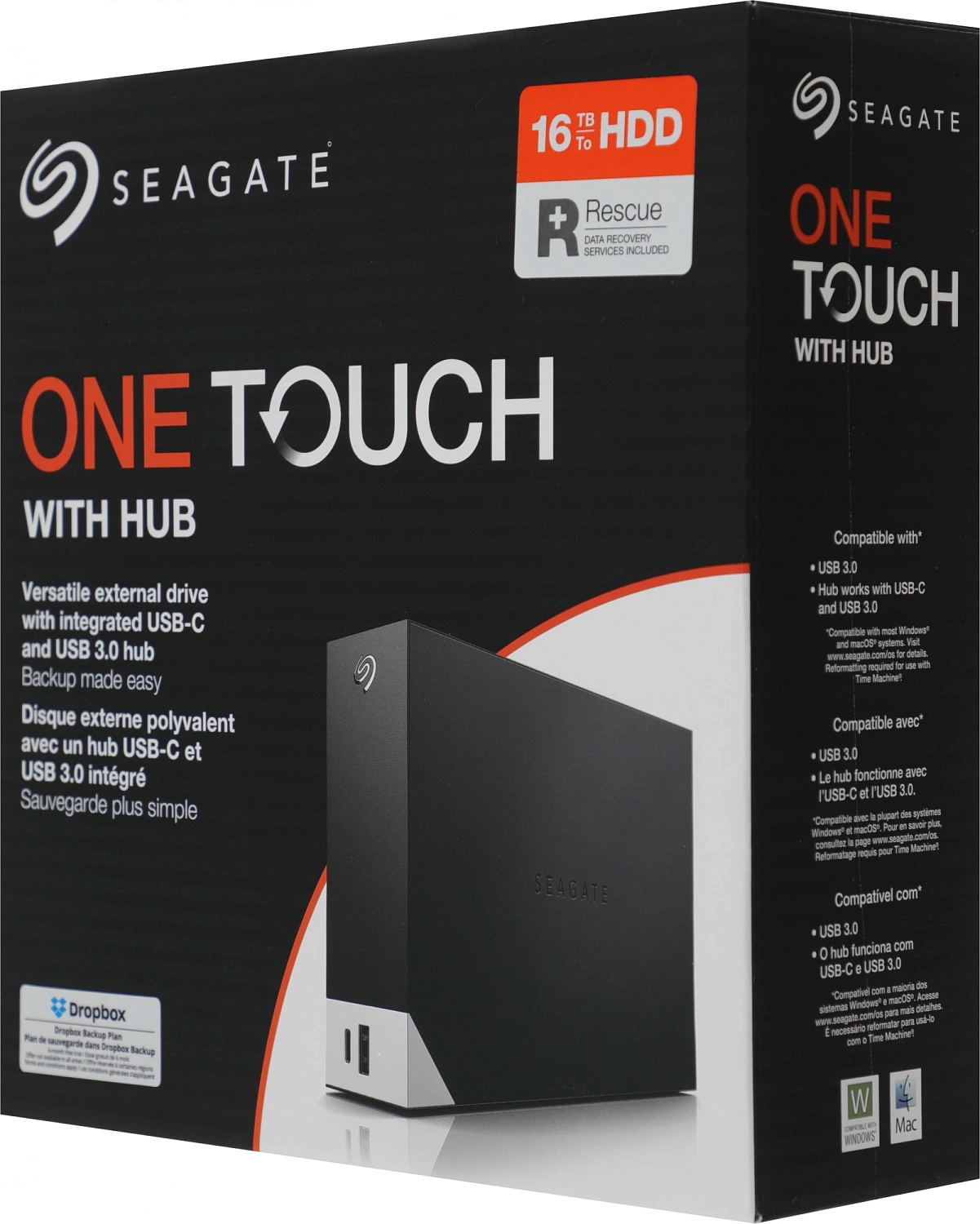 Жесткий диск Seagate USB 3.0 16Tb STLC16000400 One Touch Hub 3.5" черный