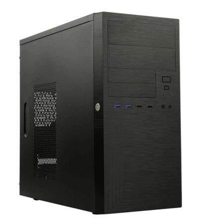 Корпус MiniTower Powerman ES555 Black PM-500ATX-F U3*2+U2*2 +2*combo Audio; additional HDD cage; intrusion switch; power button lock; Plastic Tooless part mATX
