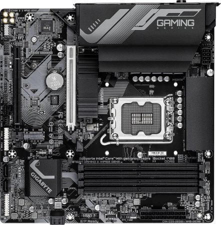 Материнская плата Gigabyte B760M G X WF6E GEN5 Soc-1700 Intel B760 4xDDR5 mATX AC`97 8ch(7.1) 2.5Gg RAID+HDMI+DP