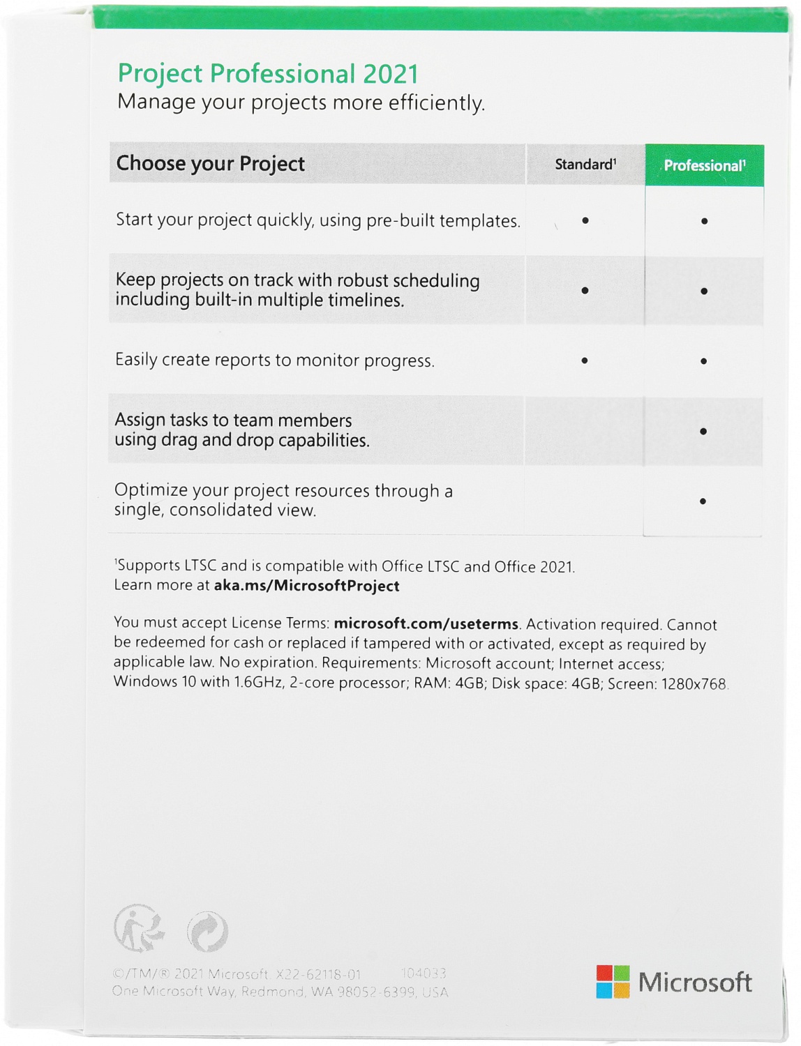 Офисное приложение Microsoft Project Professional 2021 Win English Medialess P8 (H30-05950)