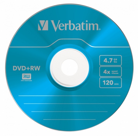 Диск DVD+RW Verbatim 4.7Gb 4x Slim case (5шт) Color (43297)