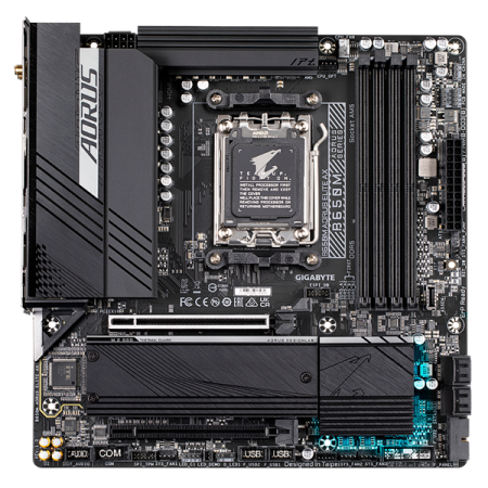 Материнская плата Gigabyte B650M AORUS ELITE AX SocketAM5 AMD B650 4xDDR5 mATX AC`97 8ch(7.1) 2.5Gg RAID+HDMI+DP