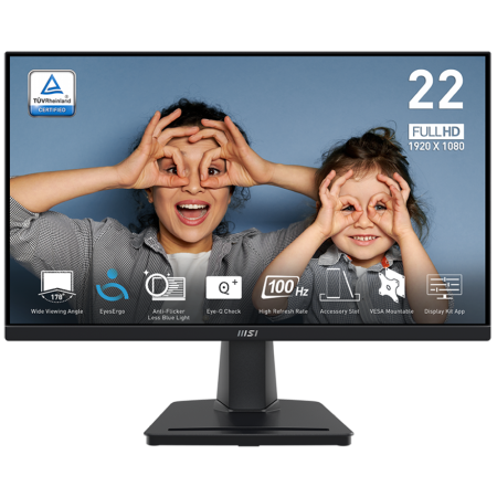 Монитор Bad Pack 21.45" MSI PRO MP225V Black (VA, 1920x1080, D-Sub+HDMI, 4 ms, 178°/178°, 300 cd/m, 4000:1 (100M:1), 100Hz)