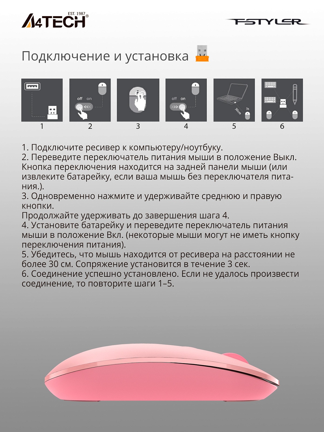 Мышь A4Tech Fstyler FG20 розовый оптическая (2000dpi) беспроводная USB для ноутбука (4but) Мышь A4Tech Fstyler FG20 розовый оптическая (2000dpi) беспроводная USB для ноутбука (4but)